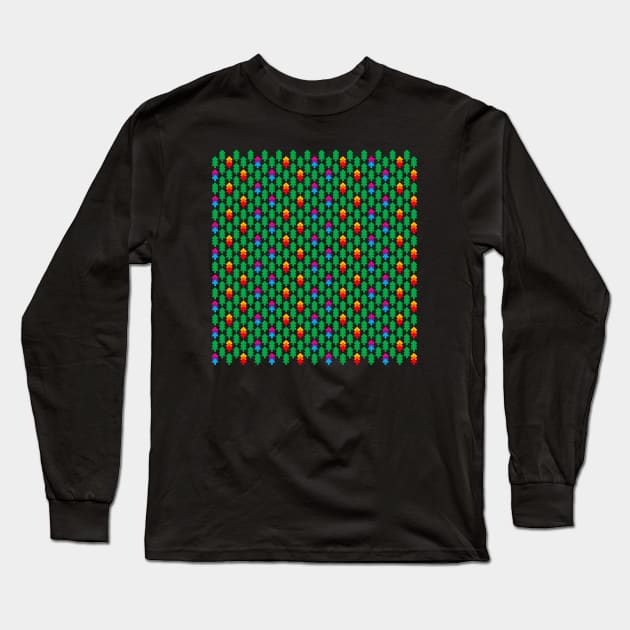 Green and colorful fir forest pattern, version two Long Sleeve T-Shirt by kindsouldesign